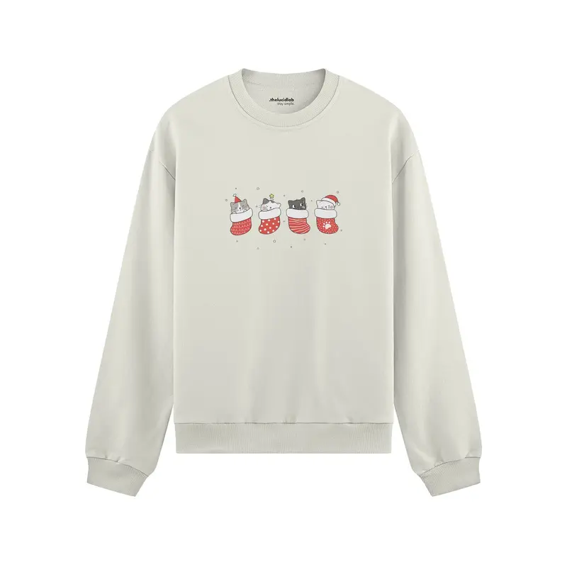 Christmas Stocking Cats Oversize Sweatshirt
