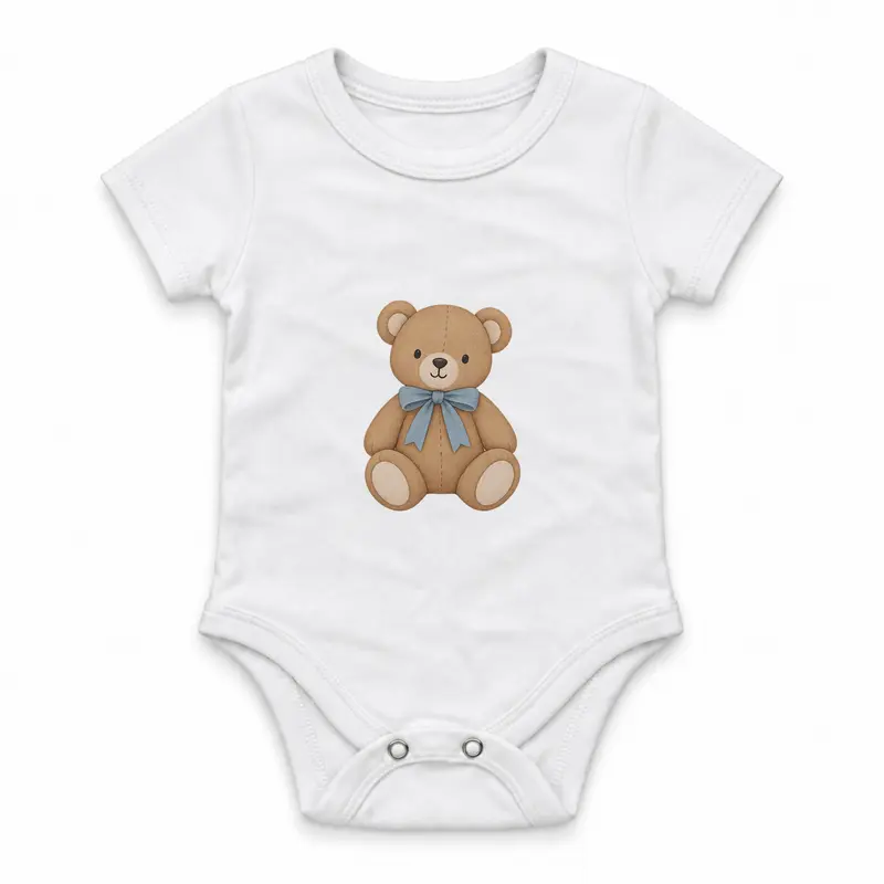 Classic Teddy Bear with a Blue Ribbon Çıtçıtlı Body