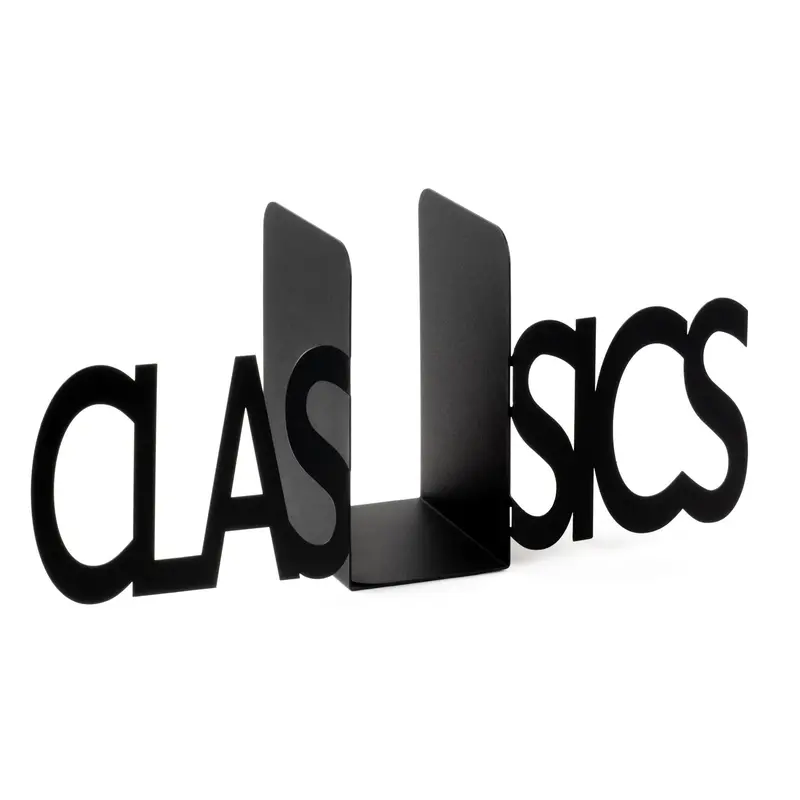 Classics Yazılı Metal Kitap Tutucu - Siyah