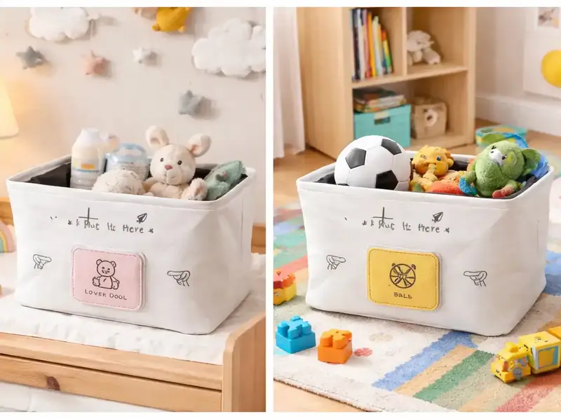 Çocuk Bebek Odası için Cırt Cırt Etiketi Değişebilen Saplı Organizer Kutu