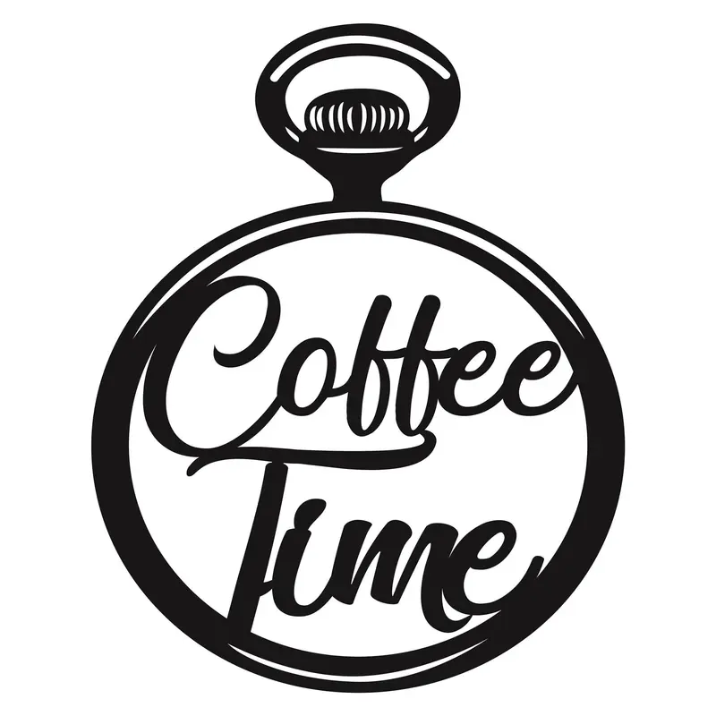 Coffee Time Yazılı Metal Duvar Panosu - Siyah