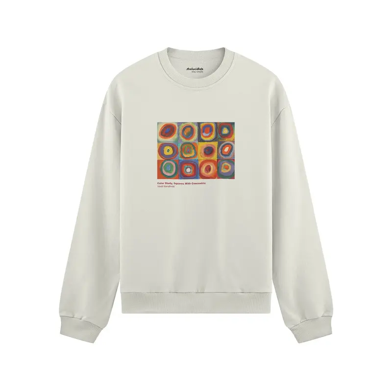 Color Study, Squares With Concentric Circles Oversize Sweatshirt