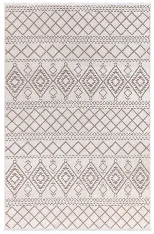 Cool 405 Krem Geometrik Desenli Kaymaz Şönil Halı – Makinada Yıkanabilir