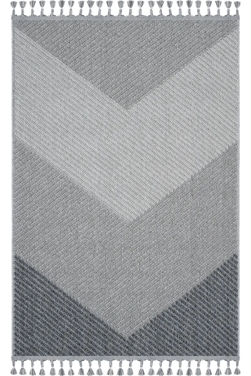 Cool Halı Bress 1415 Gri Örgü Desenli Kesme Halı