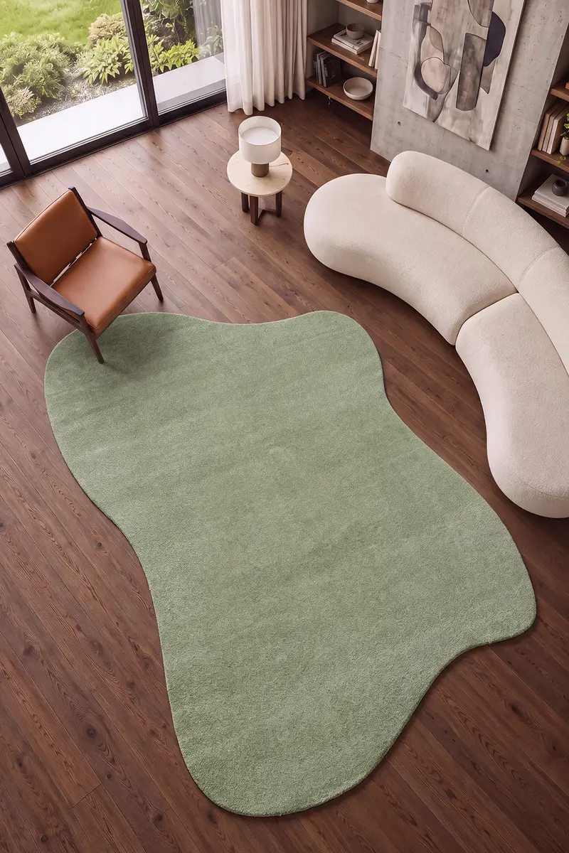 Cool Halı Puffy Amorf 01 Yeşil Yumuşak Dokulu Dekoratif Halı