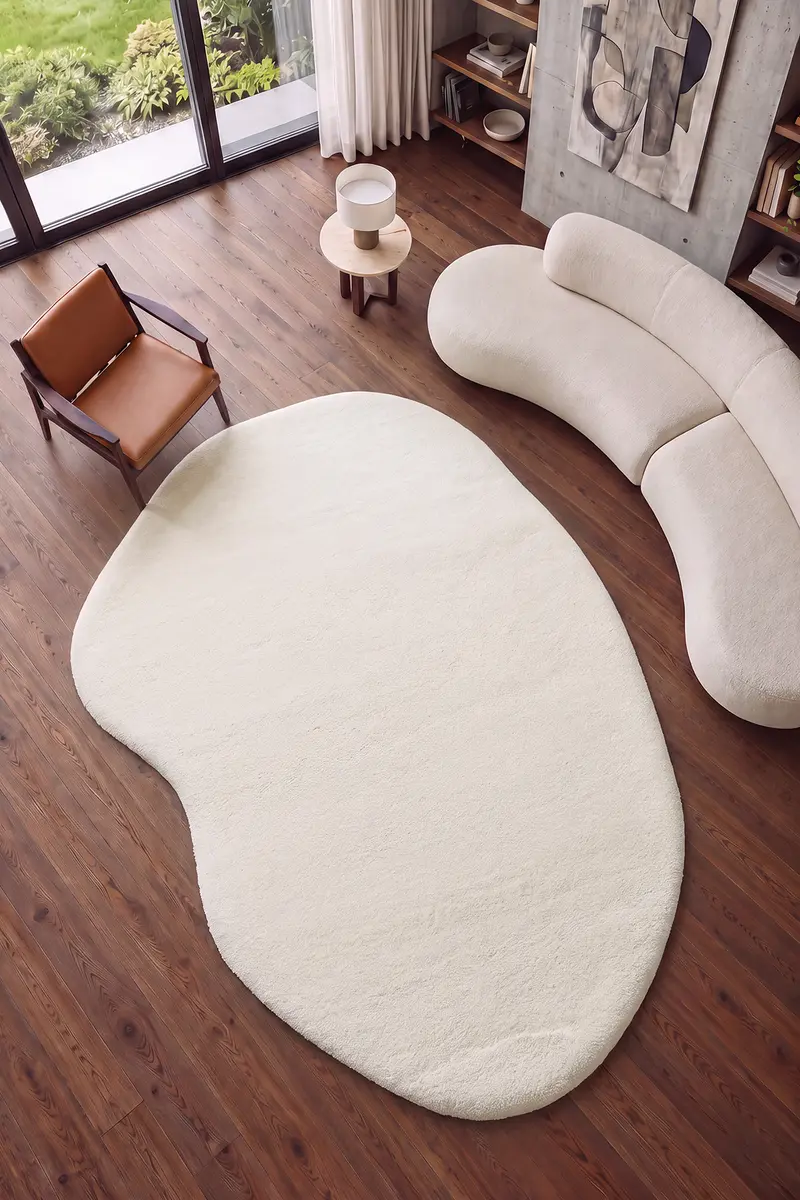 Cool Halı Puffy Amorf 02 Krem Yumuşak Dokulu Dekoratif Halı