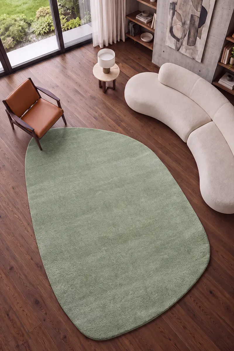 Cool Halı Puffy Amorf 03 Yeşil Yumuşak Dokulu Dekoratif Halı