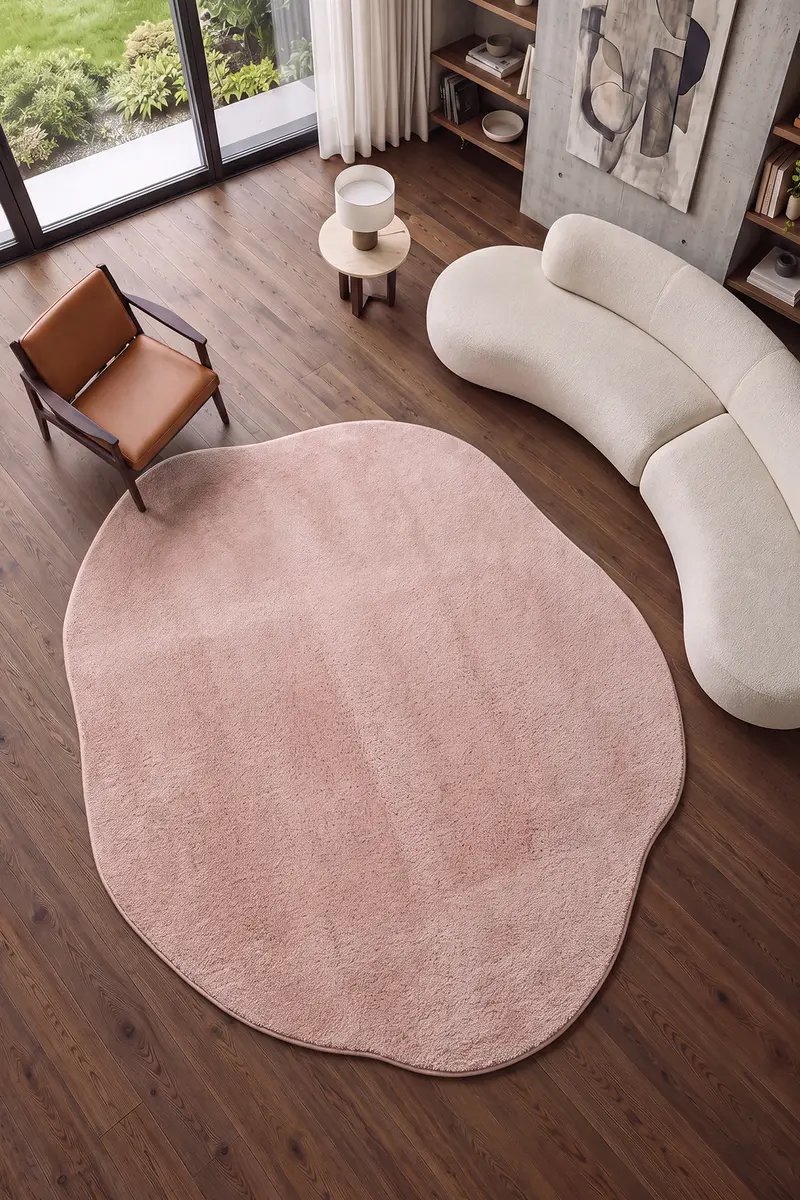 Cool Halı Puffy Amorf 04 Pembe Yumuşak Dokulu Dekoratif Halı