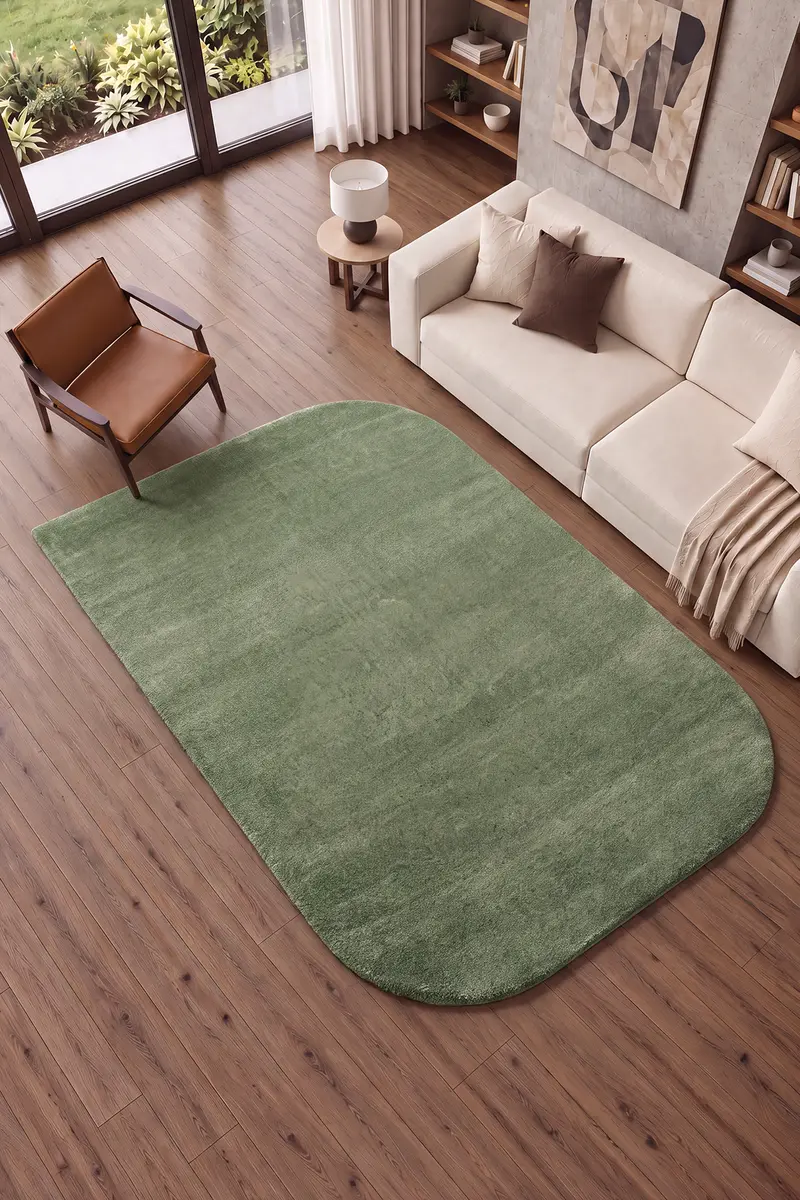 Cool Halı Puffy Amorf 05 Yeşil Yumuşak Dokulu Dekoratif Halı