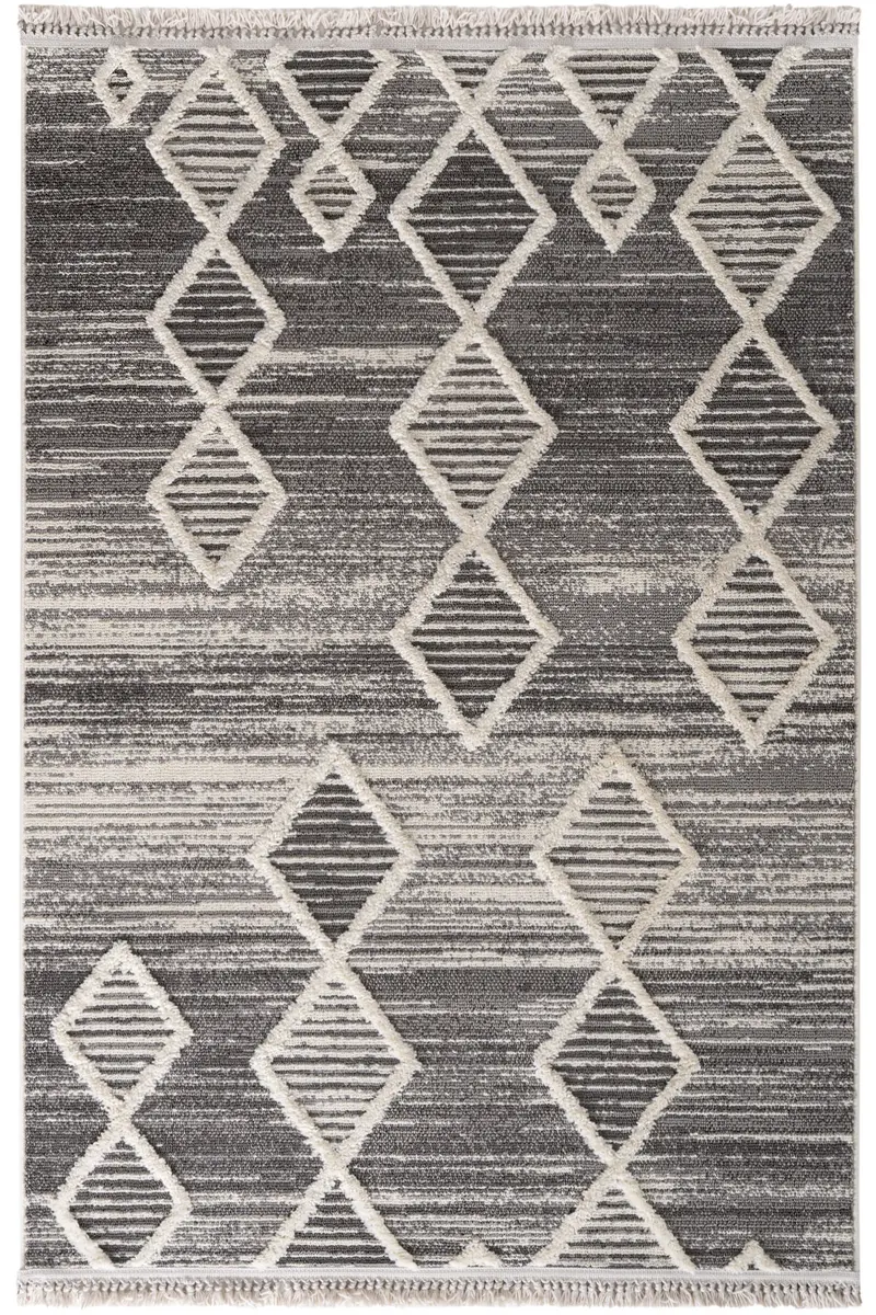 Cool Halı Sakura 2206 Gri Etnik Desenli Modern Salon Halısı SSF