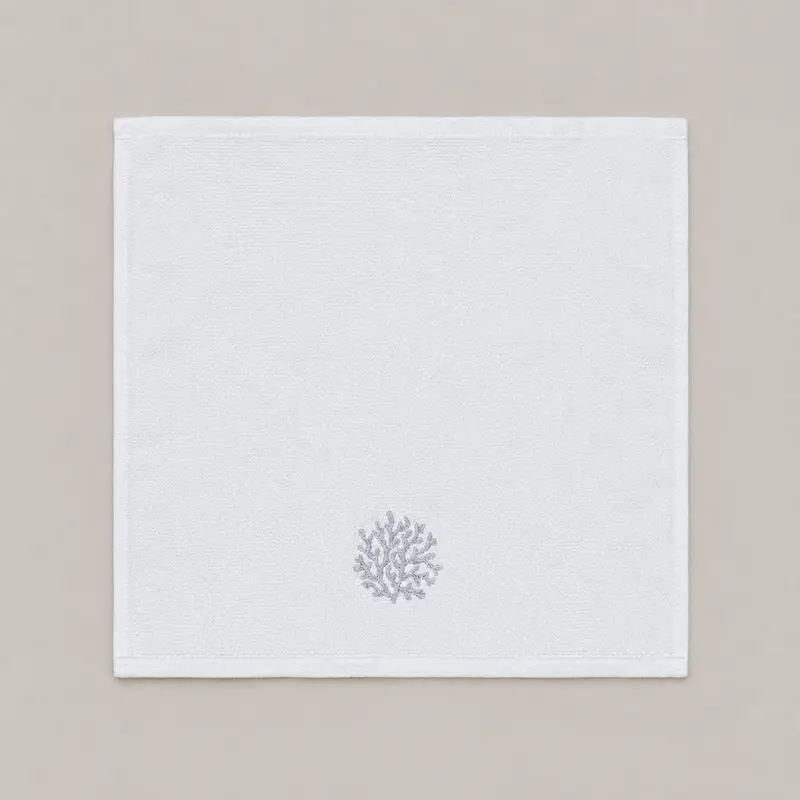 Coral %100 Pamuk Nakışlı El Havlusu 30x30 cm Silver