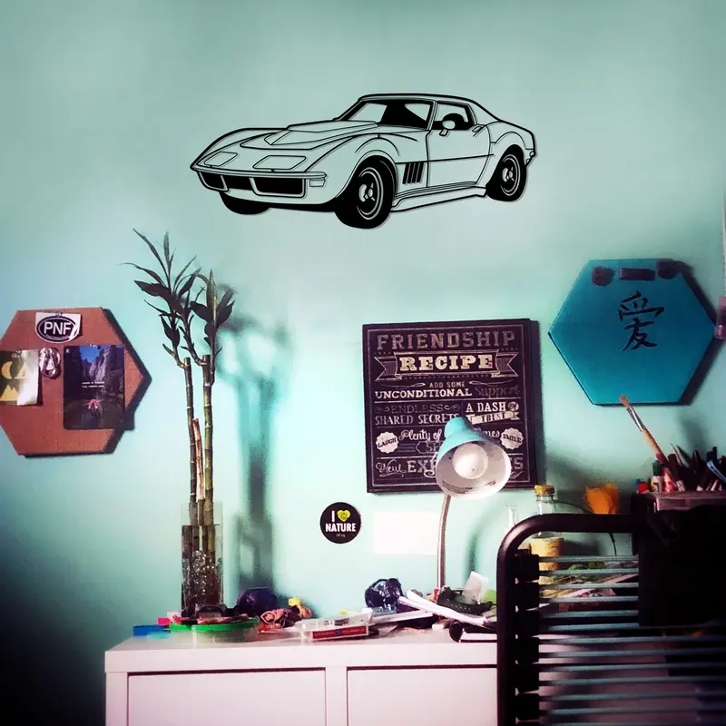Corvette Stingray Araba Metal Duvar Dekoru