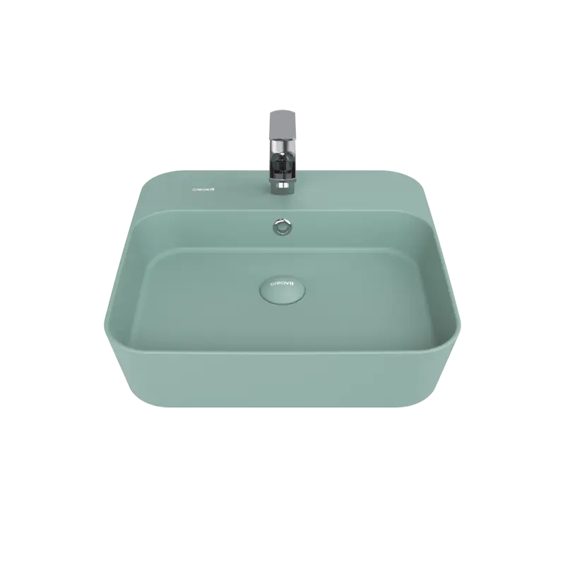 Creavit Loop Kare Çanak Lavabo Nil Yeşili 45 cm LP046-00NY00E-0000