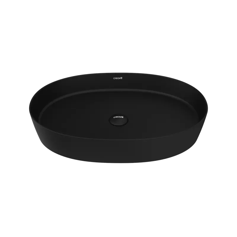 Creavit Loop Oval İnce Masaüstü Setüstü Çanak Lavabo Kömür Karası Ø60 cm LP160-00KK00E-0000