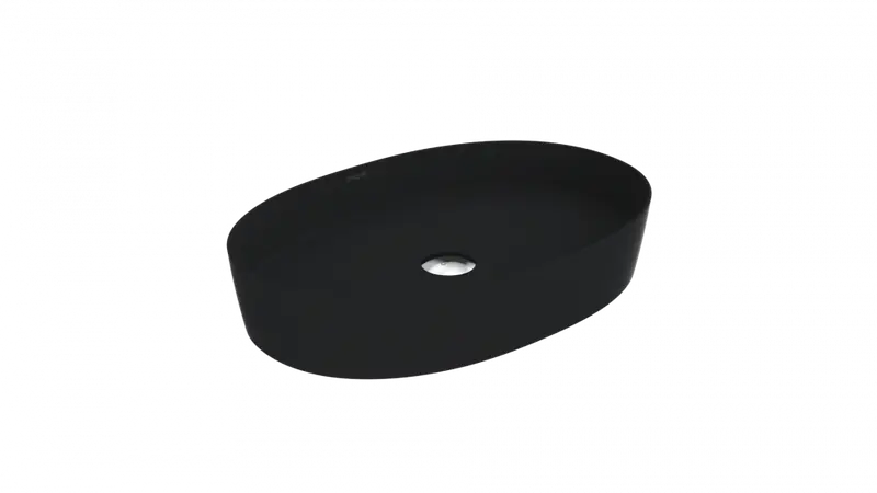 Creavit Loop Oval İnce Masaüstü Setüstü Çanak Lavabo Mat Siyah Ø60 cm LP160-00SM00E-0000