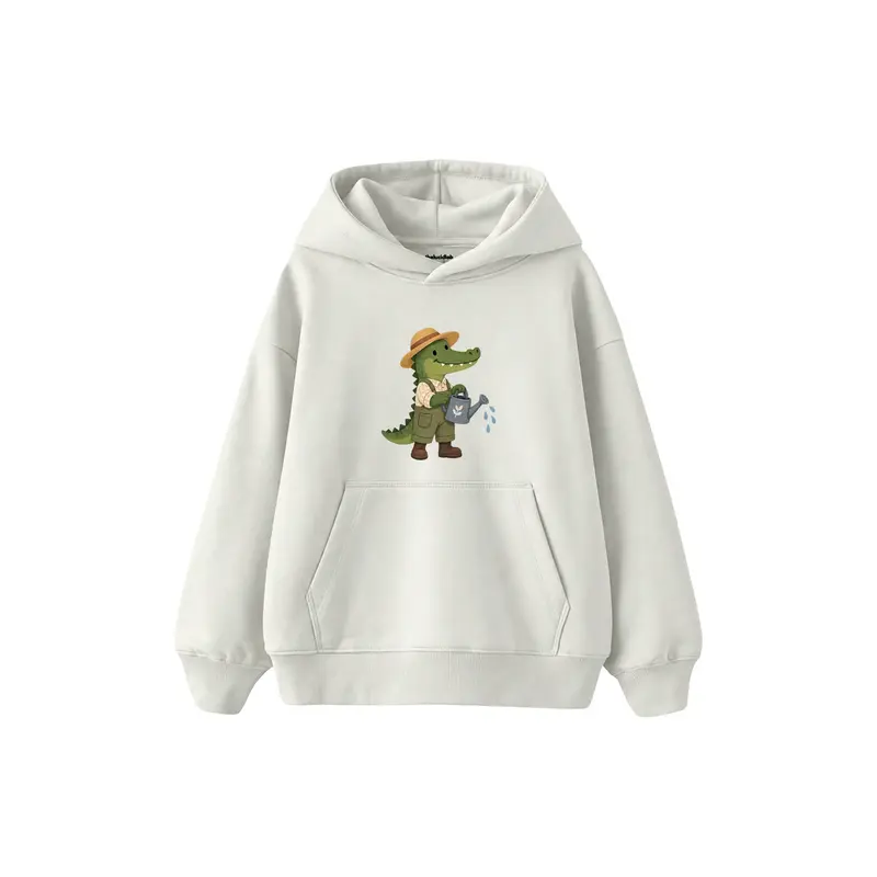 Crocodile Gardener with a Watering Can Çocuk Hoodie