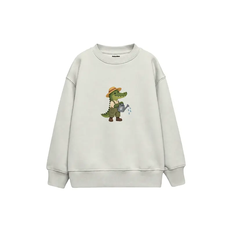 Crocodile Gardener with a Watering Can Çocuk Sweatshirt