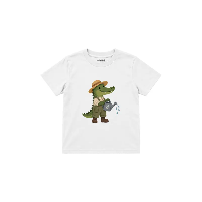 Crocodile Gardener with a Watering Can Çocuk Tişört
