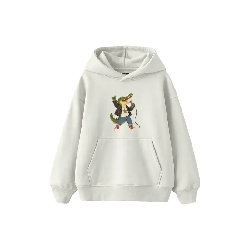 Crocodile Holding a Microphone like a Rock Singer Çocuk Hoodie