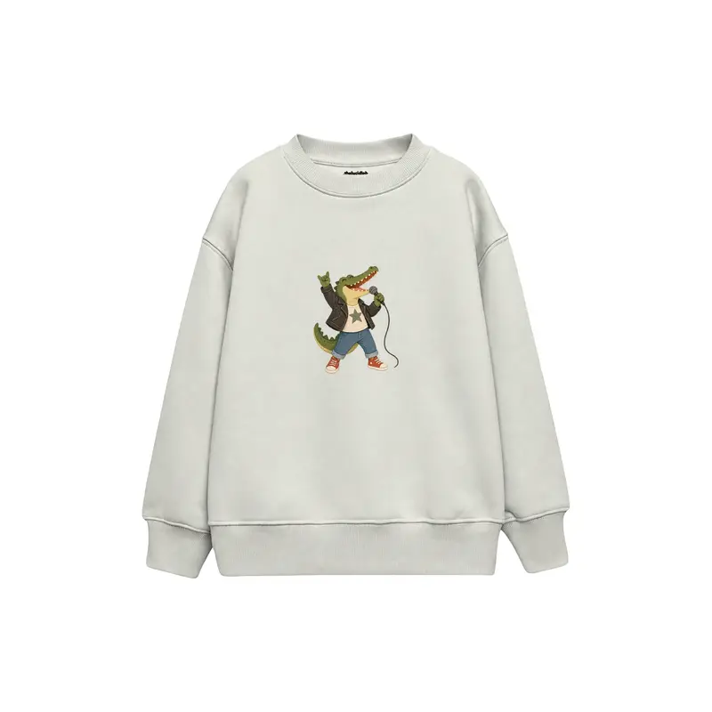 Crocodile Holding a Microphone like a Rock Singer Çocuk Sweatshirt