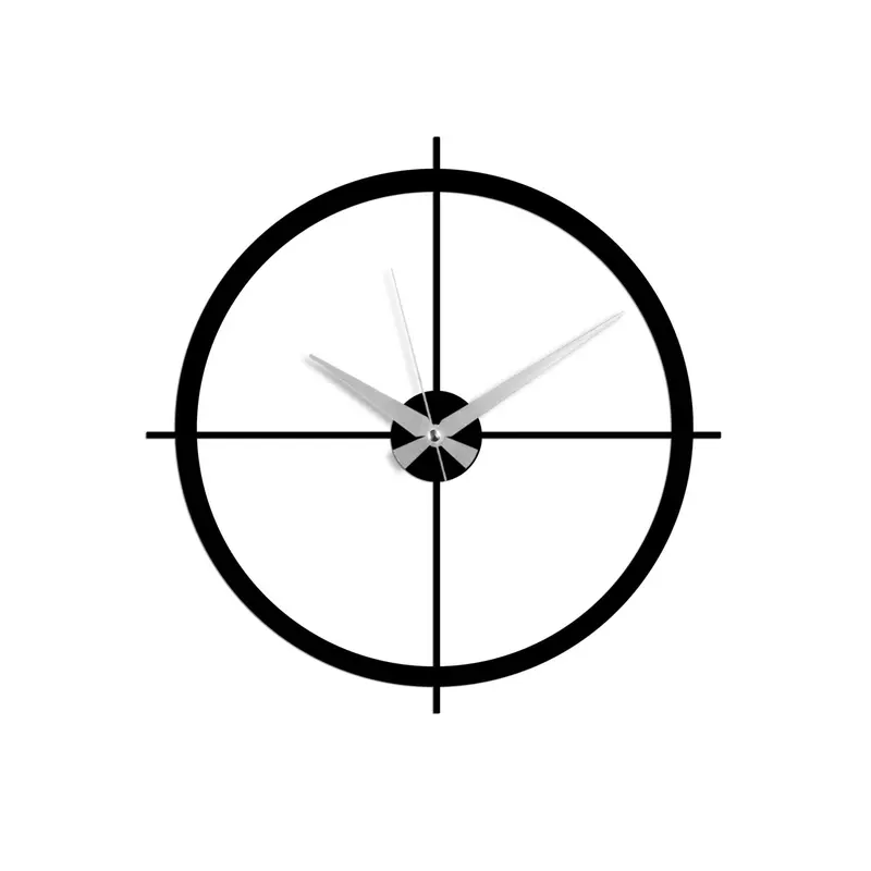 Crosshair Minimalist Metal Duvar Saati - Siyah