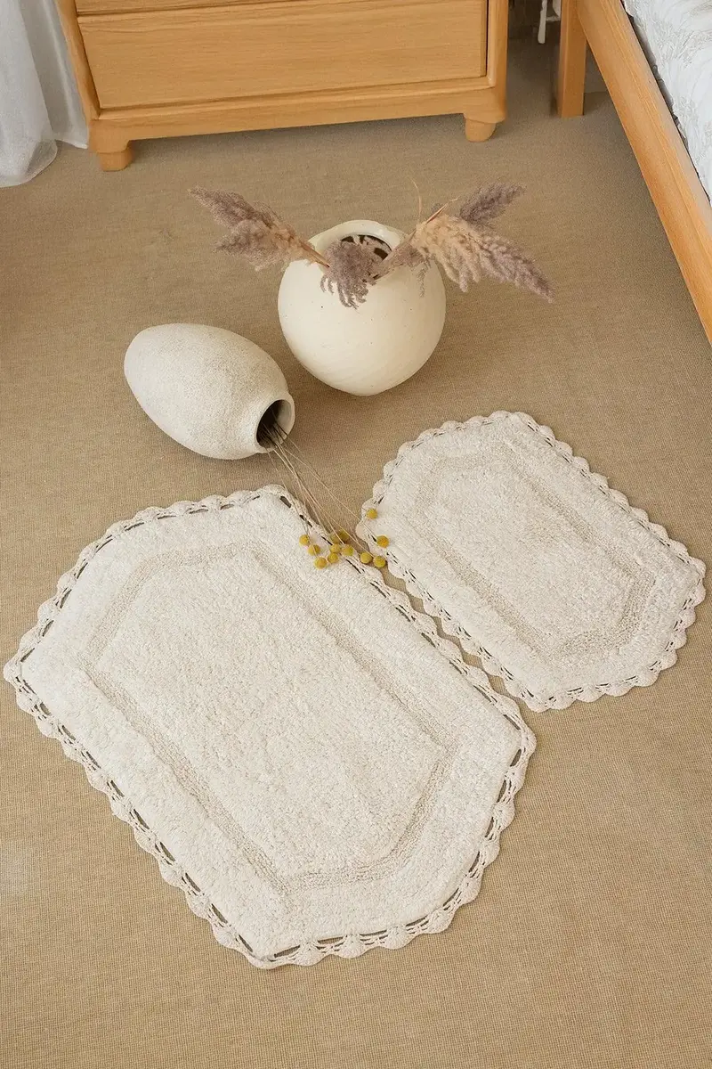 Dale 2’li Takım Banyo Paspası %100 Pamuk 40x60 + 60x90 Ekru