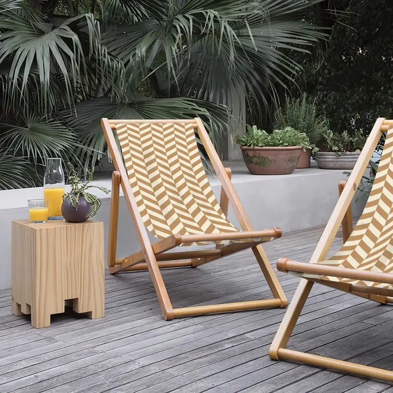 Dan Katlanabilir Şezlong Katlanır Ahşap Lounge Chair