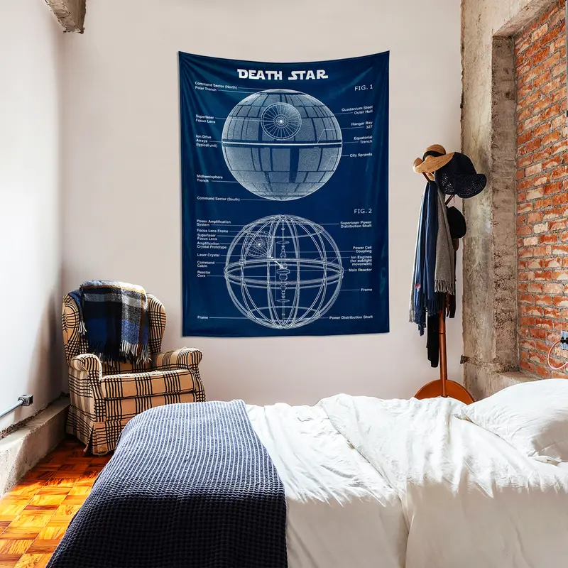 Death Star Navy Blue Duvar Örtüsü
