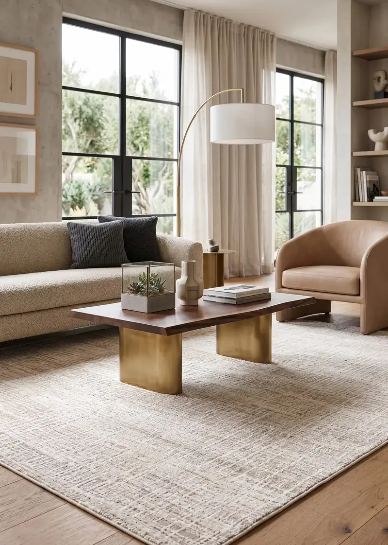 Dekor Modern Halı 1057 Bej Yumuşak Dokulu Saçaksız Salon Halısı