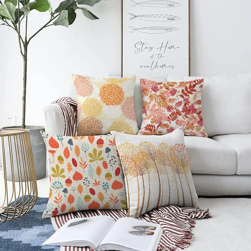 Dekoratif 4lü Çift Taraflı Şönil Yastık Kırlent Kılıf Seti