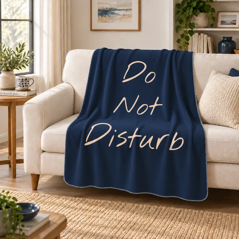 Do Not Disturb Navy Blue Polar Tv Battaniyesi