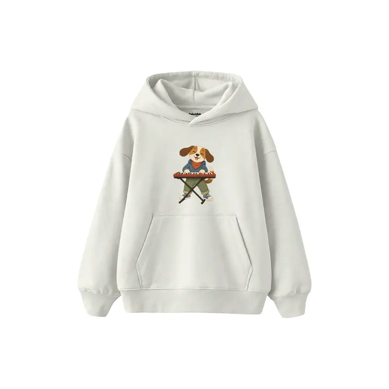 Dog Playing a Small Keyboard Çocuk Hoodie