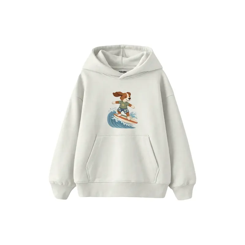 Dog Surfing on a Small Wave Çocuk Hoodie
