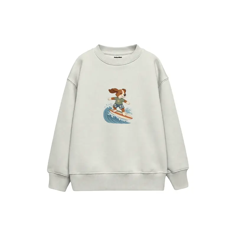 Dog Surfing on a Small Wave Çocuk Sweatshirt