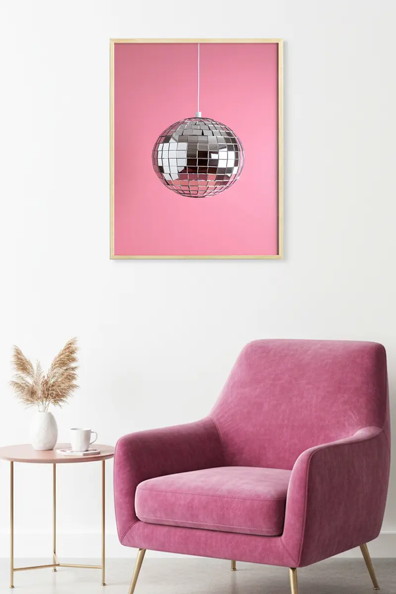Doğal Ahşap Çerçeveli Aynalı Geometrik Tablo - Disco | huhu1865