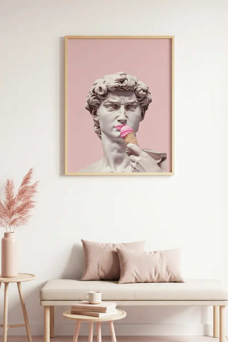 Doğal Ahşap Çerçeveli Minimal Beyaz Tablo - Sanat | huhu1761