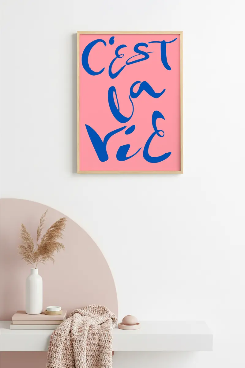 Doğal Ahşap Çerçeveli Retro Tablo - Boho Script Yazı Tasarım | huhu2352
