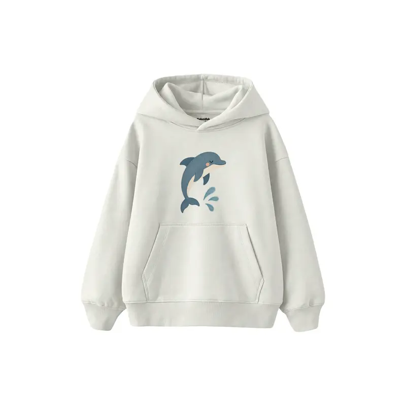Dolphin Jumping with Three Water Drops Çocuk Hoodie