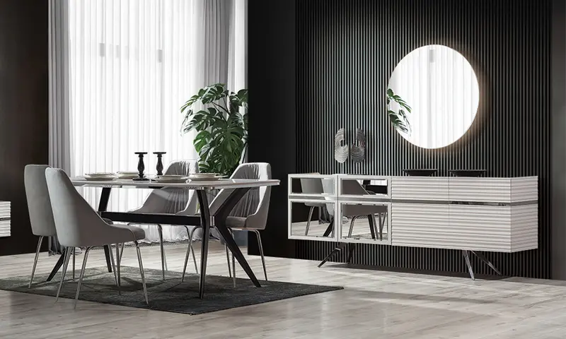 Dolunay Modern Metal Ayaklı Yemek Odası Takımı