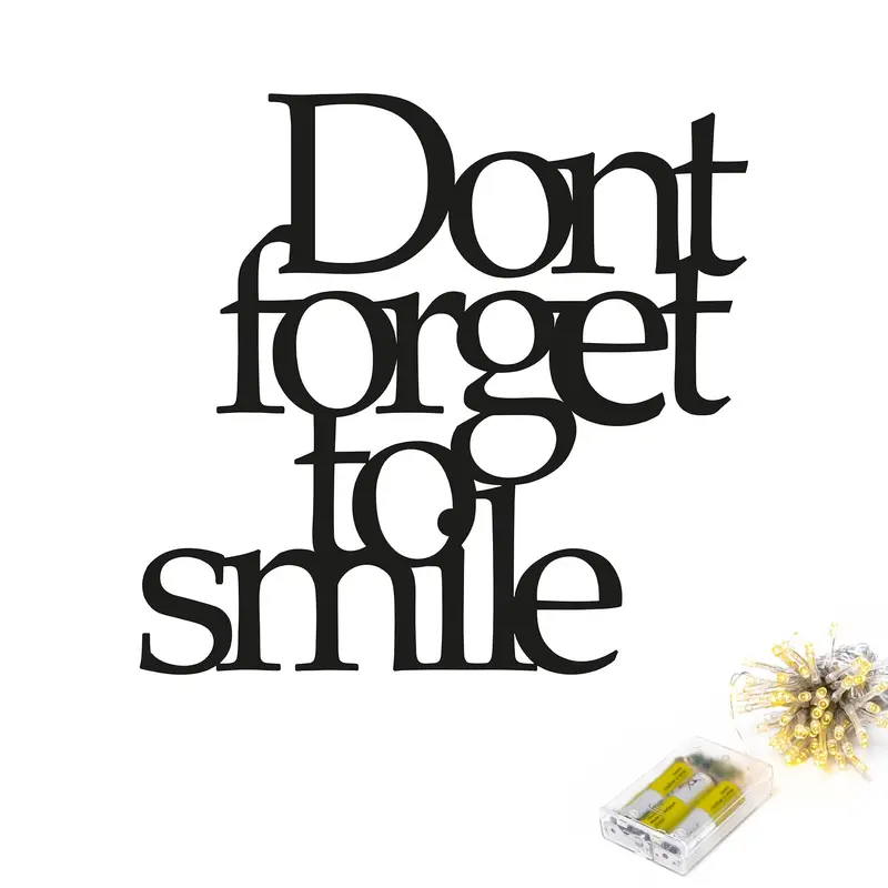 Dont Forget To Smile Yazılı Metal Pano - Siyah