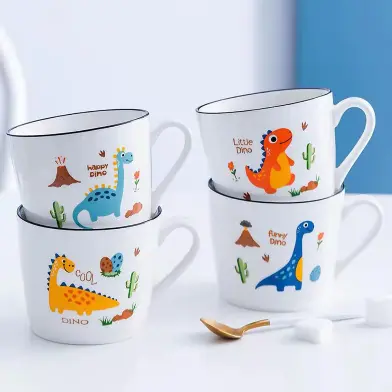 Dörtlü Sevimli Dinazor Kupa Mug Seti 8.3x9 cm