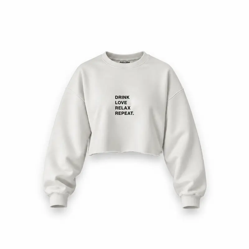 Drink Love Relax Repeat Oversize Crop Sweatshirt
