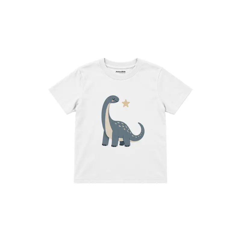 Dusty Blue Sauropod with a Small Star Çocuk Tişört