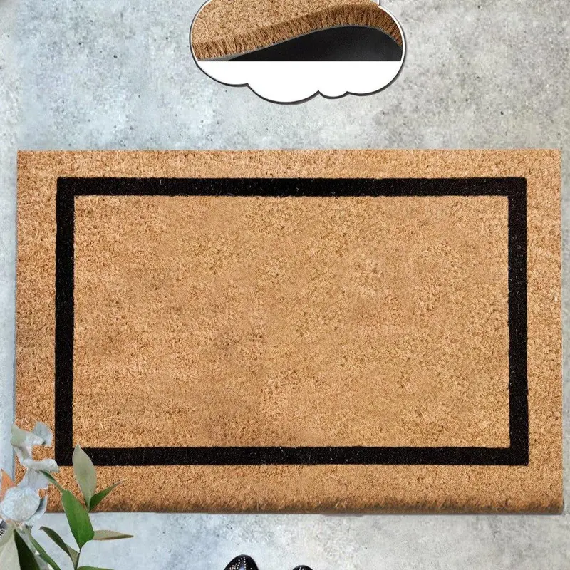 Düz Dikdörtgen Faset Doğal Koko Hindistan Cevizi Kapı Önü Paspas 60x40cm