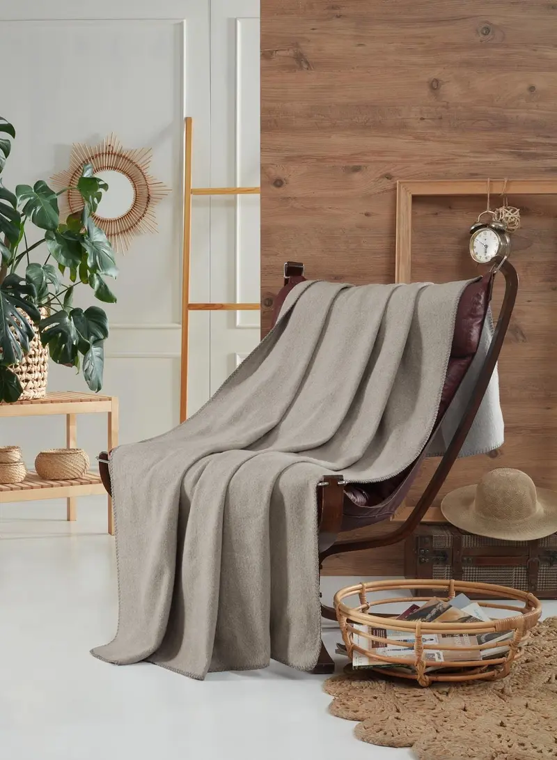 Eastborn Collection Pamuklu TV Battaniye 130x170 Gri Koltuk Örtüsü