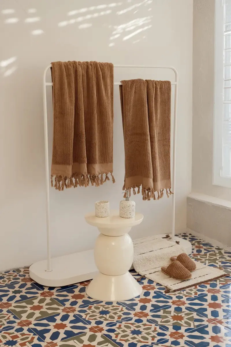 Ege %100 Pamuk 2'li Banyo Havlu Seti 80x150 cm Warm Clay