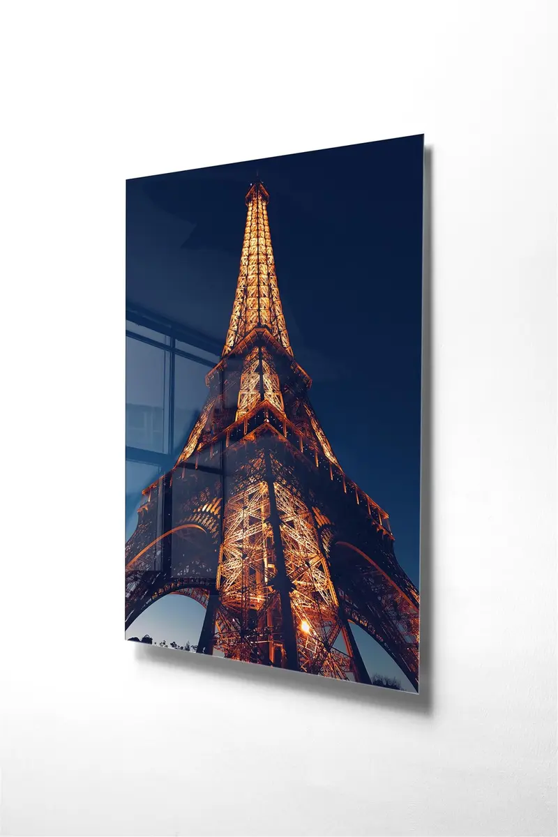 Eiffel Kulesi Fotoğraf Cam Tablo - Lacivert