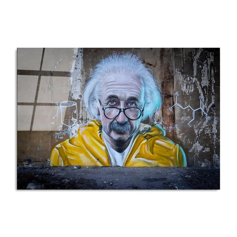 Einstein Graffiti Street Art Cam Tablo - Sarı