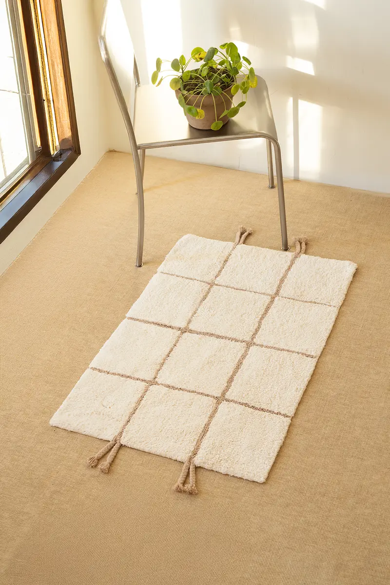 Elani Tekli Banyo Paspası %100 Pamuk 50x80 Cm Bej
