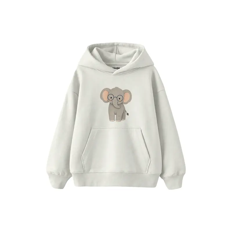 Elephant Wearing Soft Round Glasses Çocuk Hoodie